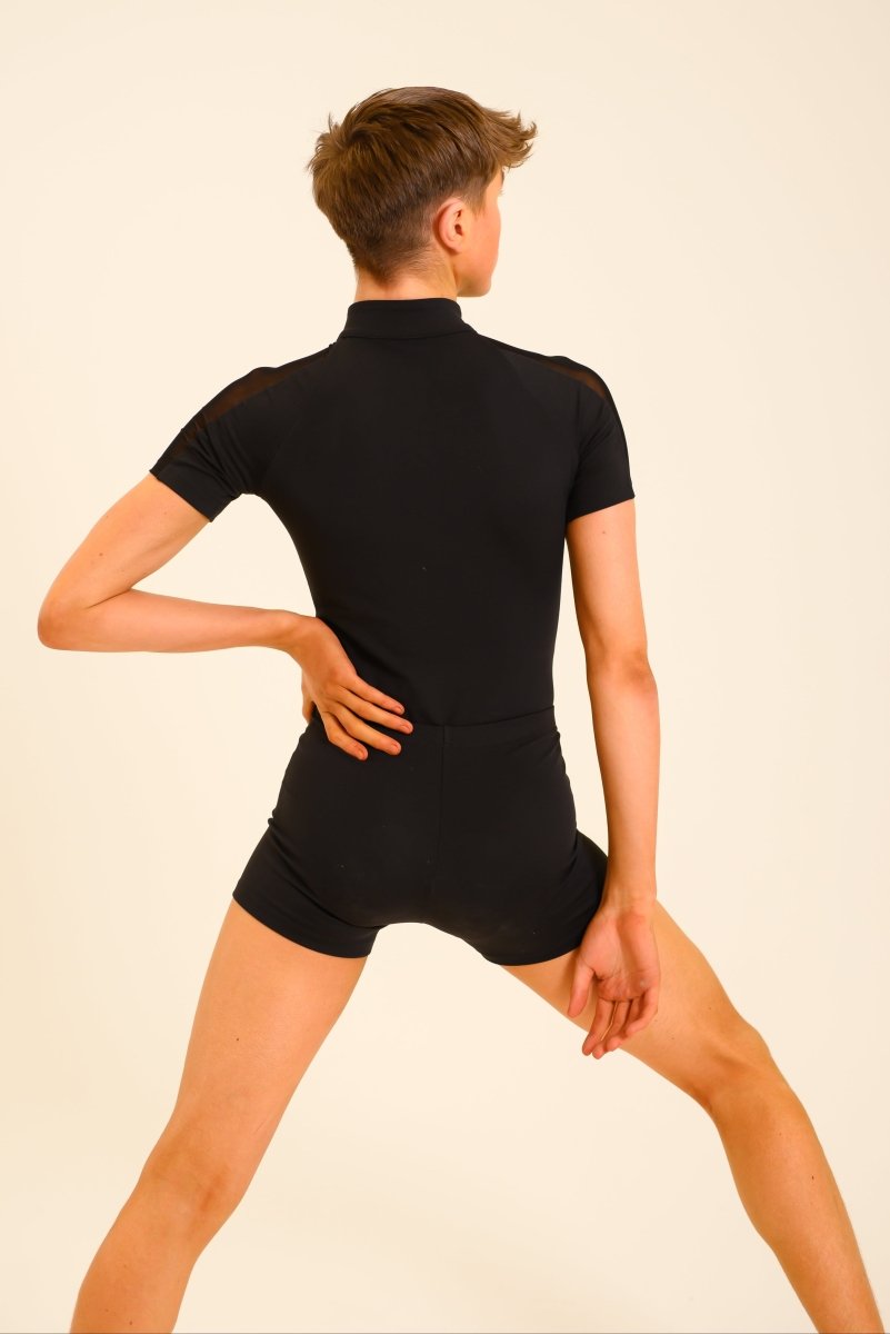 TRAINING RANGE - BOYS ARM PANEL LEOTARD - BLACK