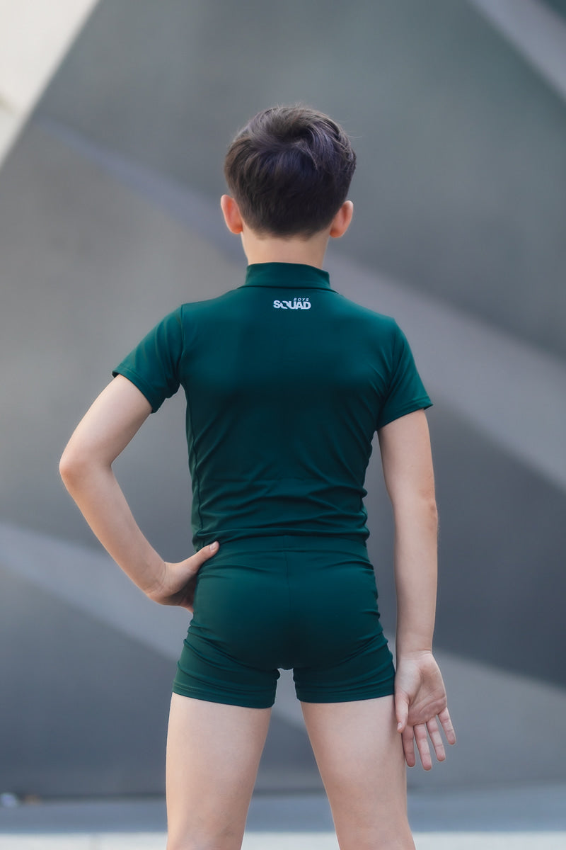 BOYS SIDE PANEL LEOTARD - BOTTLE GREEN (IN-STOCK)